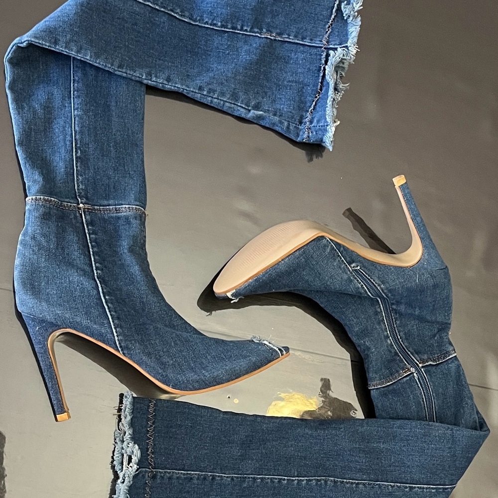 Denim Blue Over-the-Knee Stiletto Boots